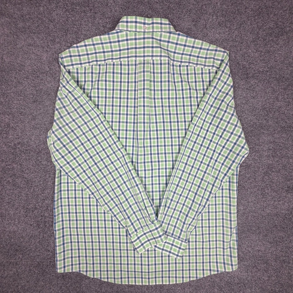 L.L.Bean Mens Large Green Blue Plaid Wrinkle Resistant Button Down Shirt - Picture 2 of 7